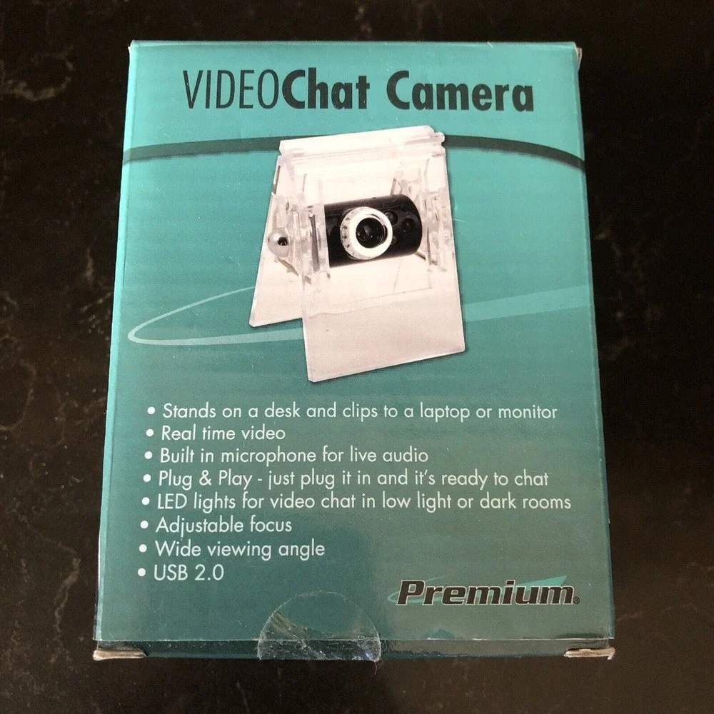 New Webcam Video Chat Camera Premium USB 2.0 In box, stands or clips to monitor‎